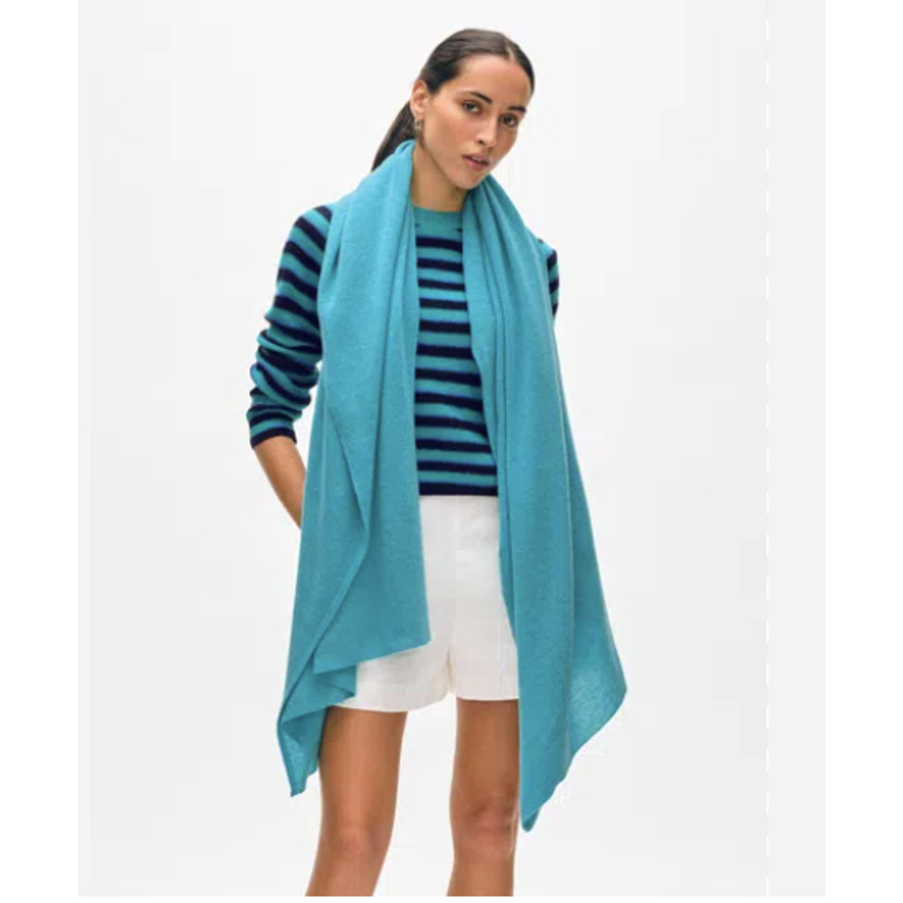 NWOT White + Warren 100% Cashmere Travel Wrap 81'' X 36'' Turquoise Sea #9C603